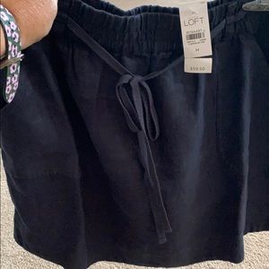 NWT Ann Taylor Loft navy blue linen pocket skirt M